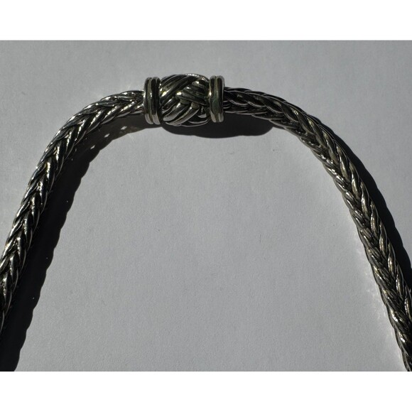 Vintage Silver Tone Thick Wheat Chain Choker Necklace 15” Magnetic Clasp - Picture 7 of 10
